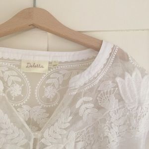Anthropologie White Lace Top